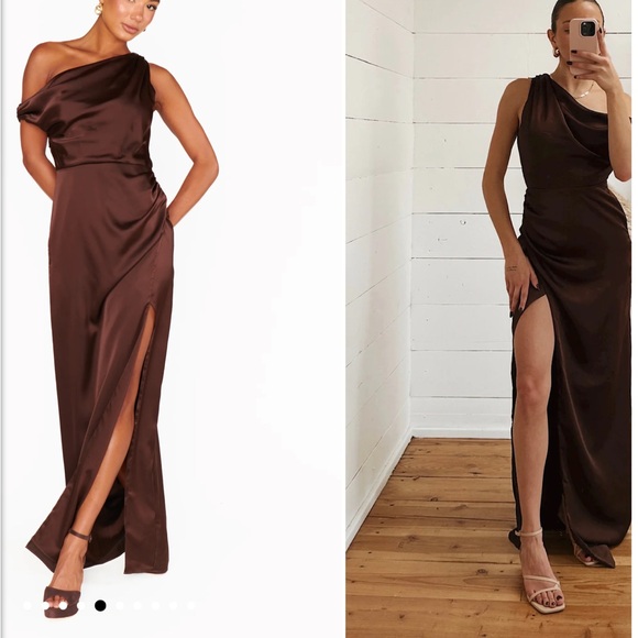 Show Me Your MuMu Chocolate One-Shoulder Dress - Picture 2 of 3